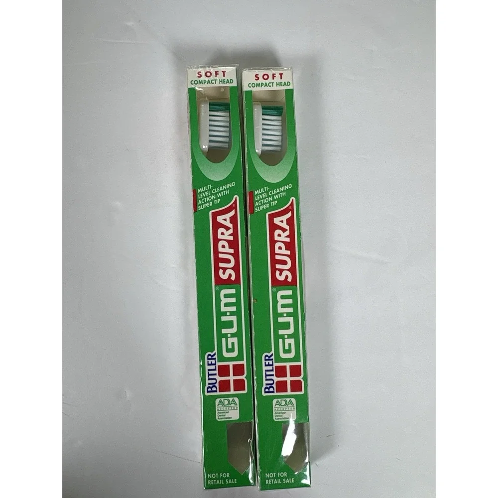 Vintage Butler GUM Supra Toothbrush Soft Compact Head Lot 2 NOS Dentist